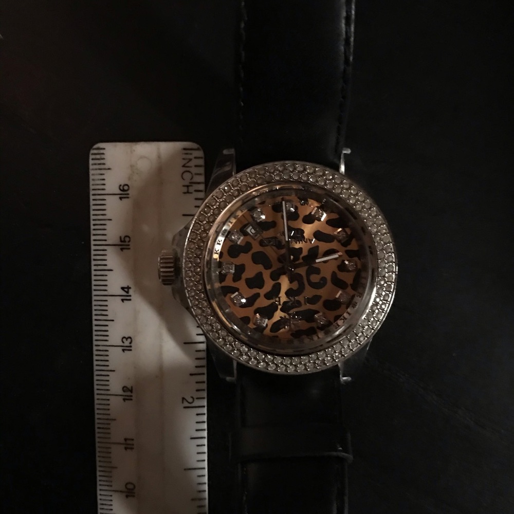 IKE Watch leopard face crystal leather strap $175! - Picture 7 of 7